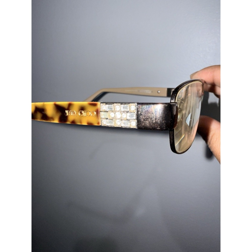 Jimmy Choo Eyeglasses 46 SYH Gold Rhinestones Rectangular Frame Italy 52[]17 130